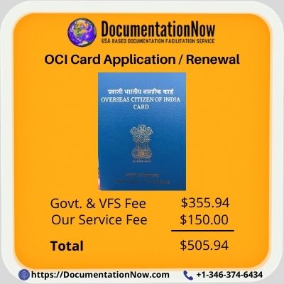 OCI Card Application Fee